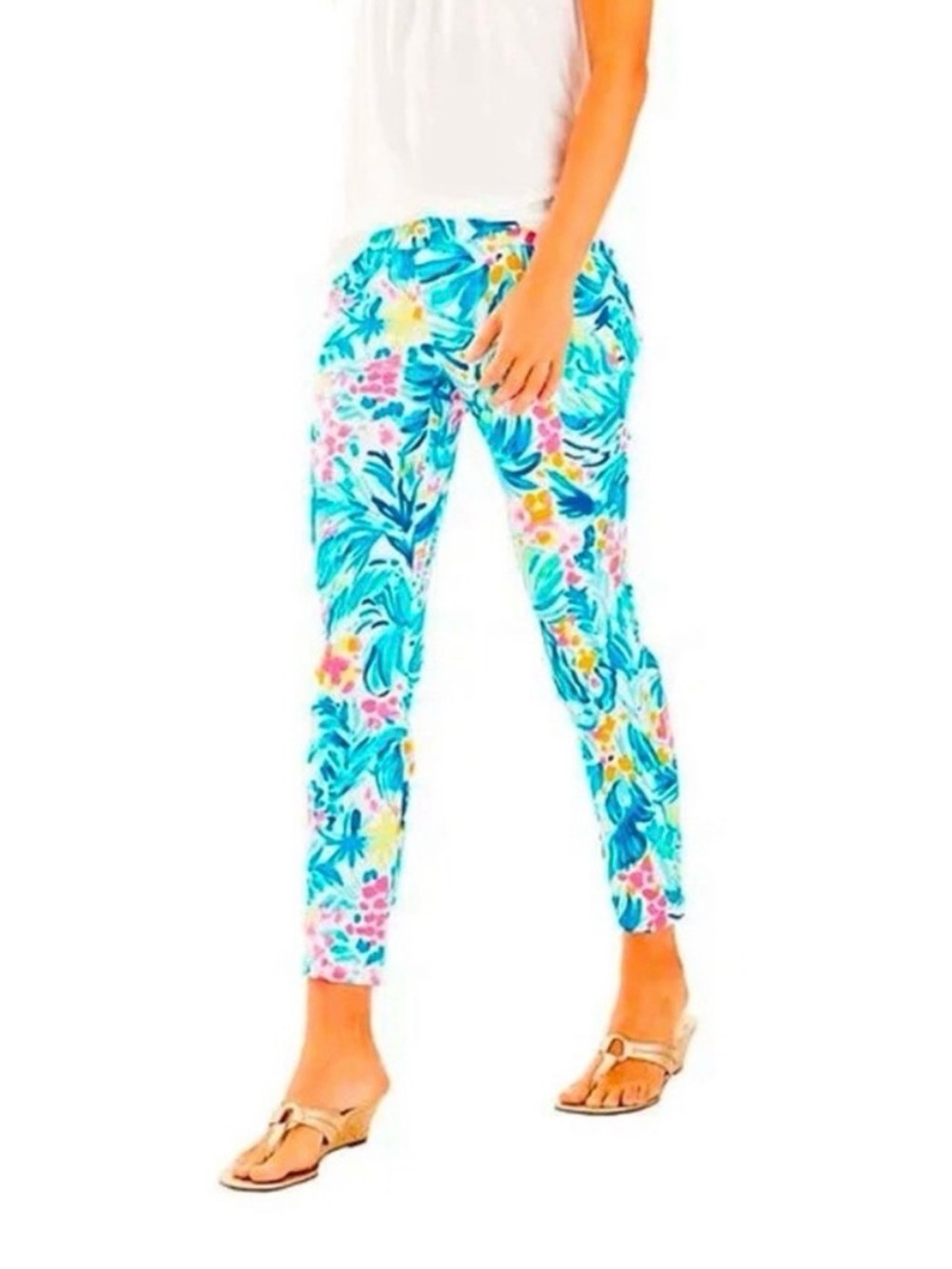 Lilly Pulitzer Kelly Skinny Ankle Pants, Serene Blue, Tippy Too, Sz 2, NWT